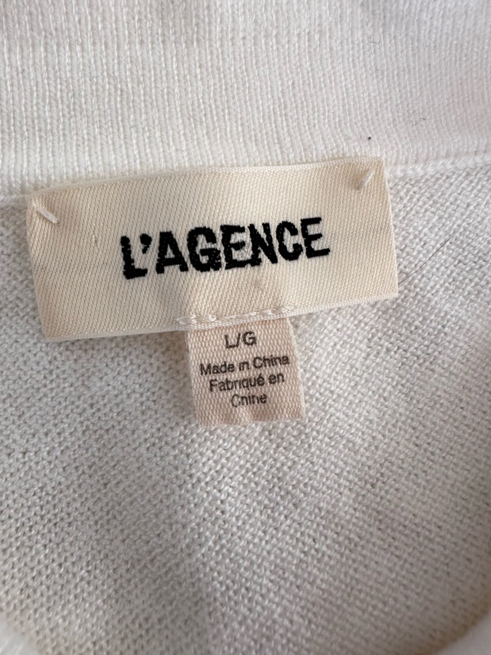 L’agence Masaki White Polo Sweater with turquoise buttons size Large - Picture 8 of 9
